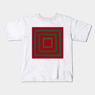 Green Squares on Red Kids T-Shirt